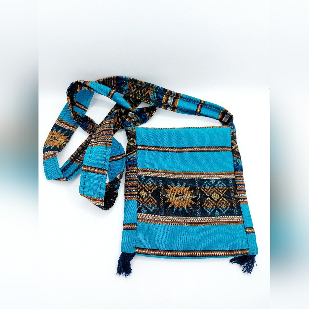 El Paso Saddle Blanket‎ Bag Southwestern Boho Crossbody Tassels Blue